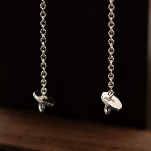 Long Chain Earrings in silver with Eye-Catching Discs in movement / Best gift for design lovers