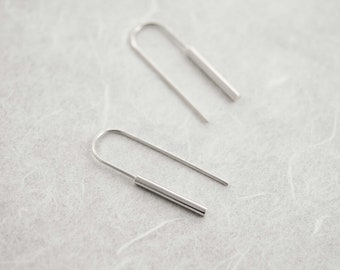 Long silver minimal earrings