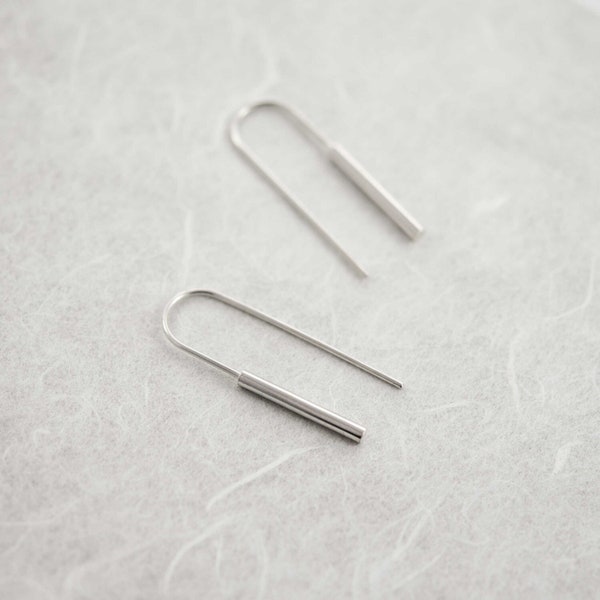 Long silver minimal earrings