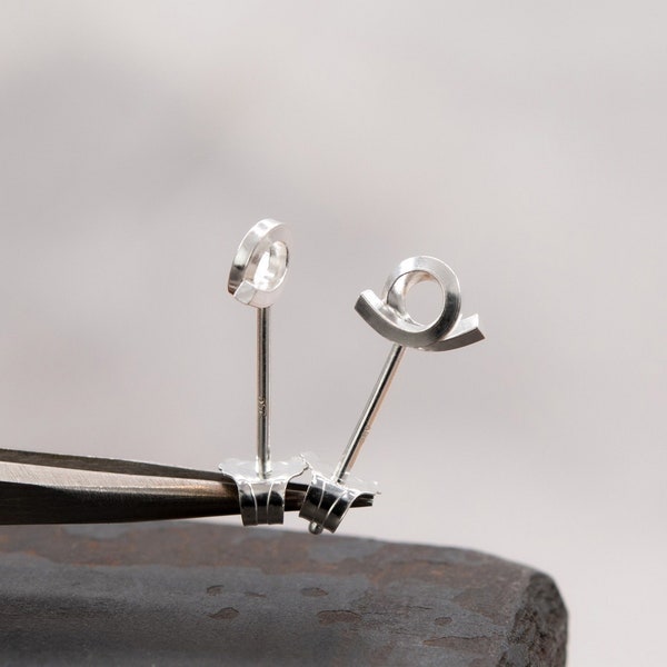 Loop studs in silver, tiny earrings