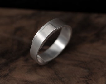 Thin wide band silver ring