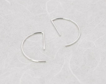 Dainty half circle earrings in silver