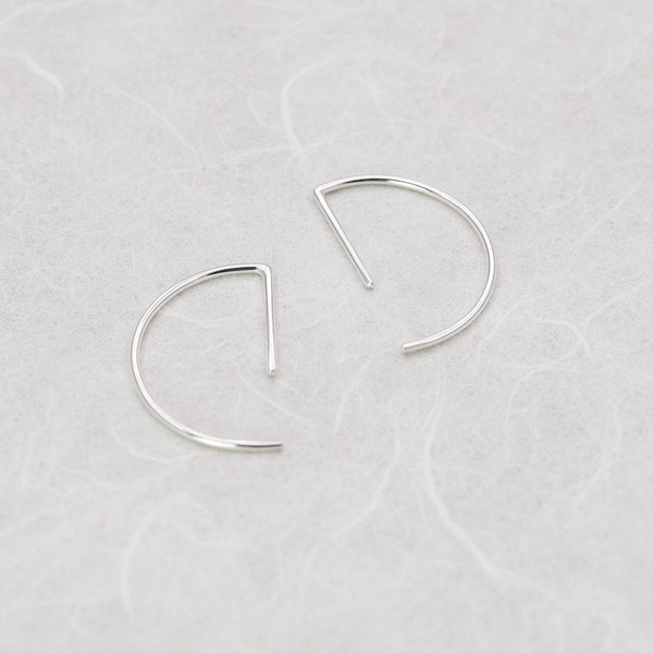 Dainty half circle earrings in silver