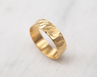 Bague en vermeil martelé Alliance unisexe |  Bague minimaliste pour tous les jours |  Bijoux parisiens modernes.