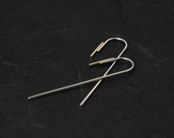 Arch threader earrings in silver & 18k gold