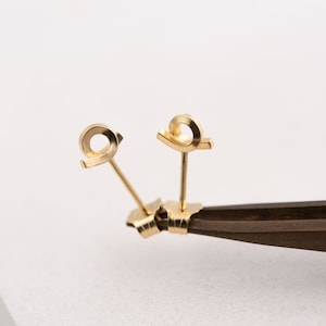 Gold loop studs, tiny modern earrings, everyday wear posts, best gift for design lovers,