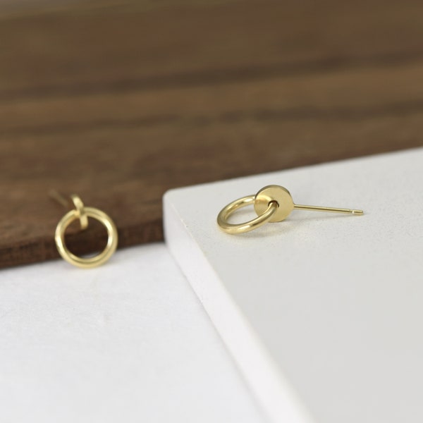 Geometric stud earrings 22K gold plated silver