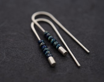 Boucles d’oreilles en argent 925 massif avec Miyuki bleu, fait main.