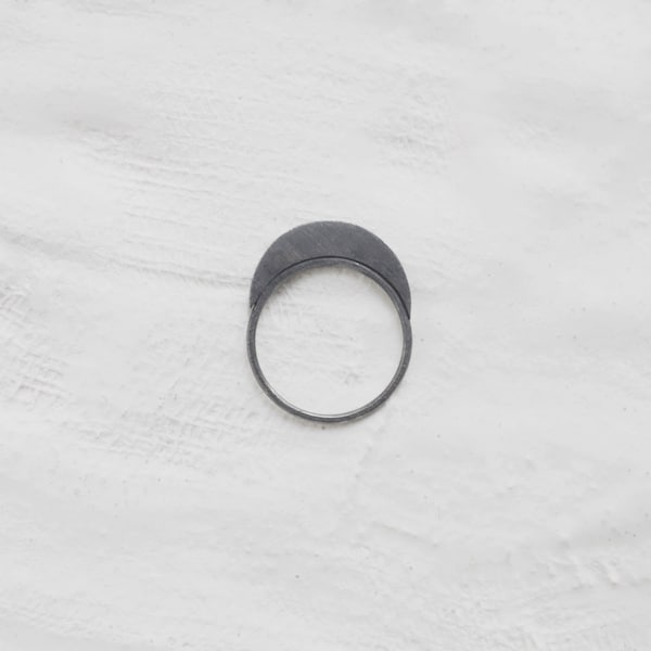 Maanring, geometrische sieraden geoxideerd zilver
