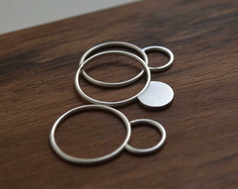 Stackable ring set, stacking silver rings