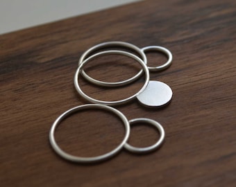 Stackable ring set, stacking silver rings