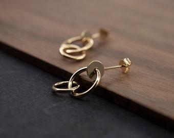 Boucles d’oreilles doubles anneaux vermeil or jaune