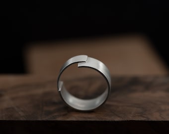 Wide band silver ring for men