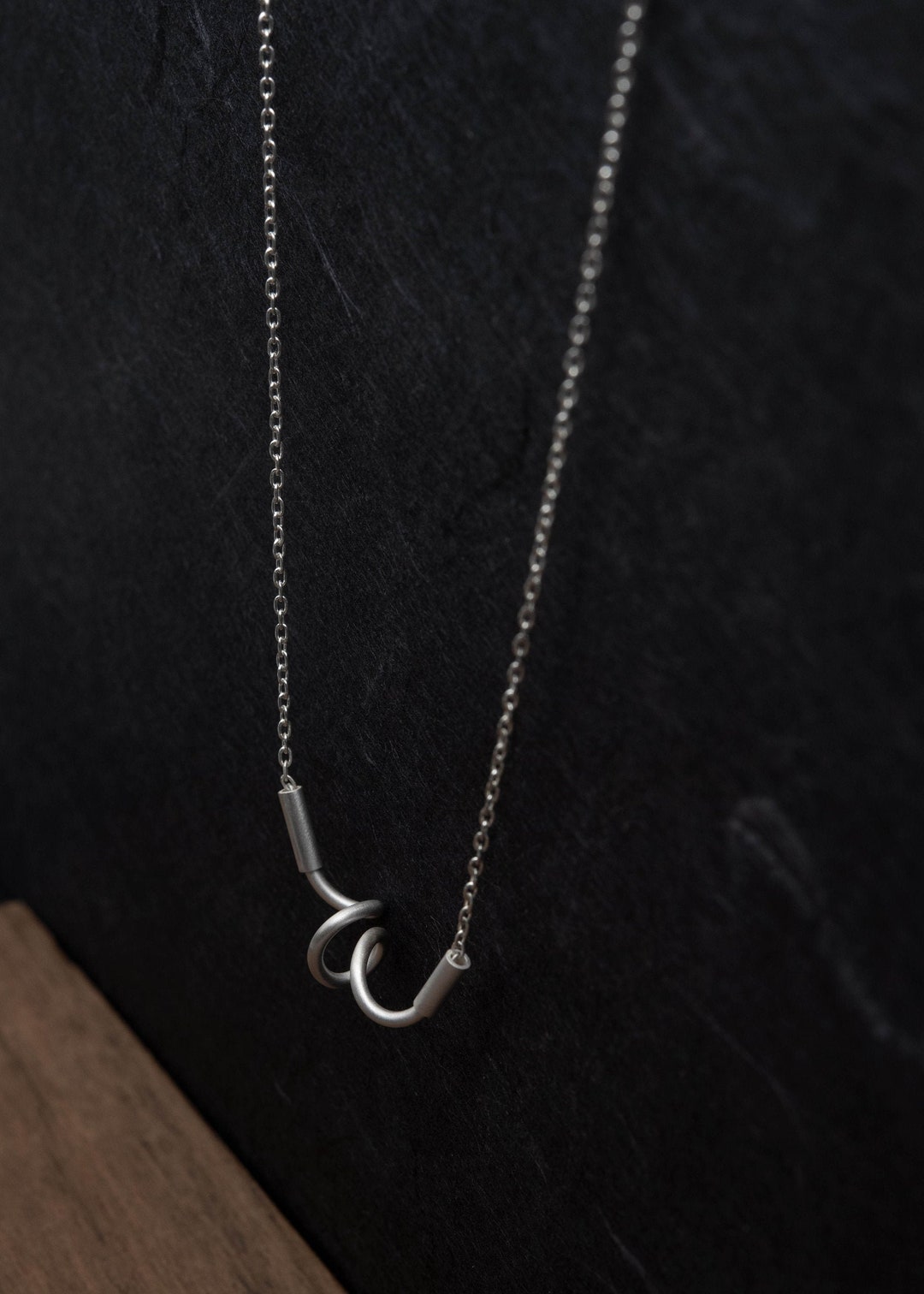 Twist Pendant Necklace in Brushed Silver - Etsy