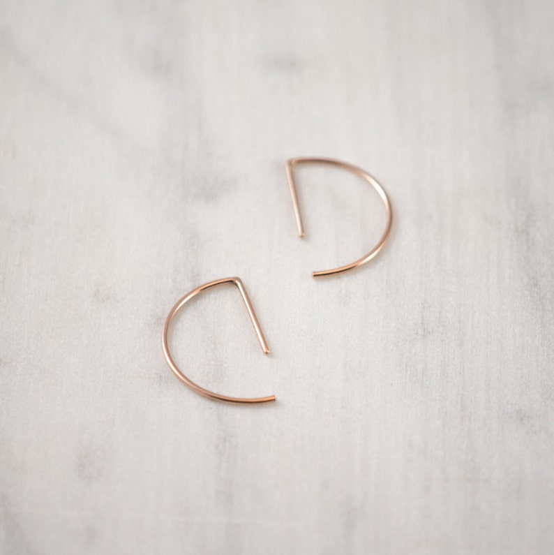 Rose gold open hoop earrings image 2