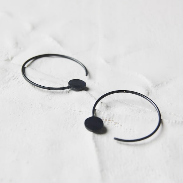 Oxidized silver hoop earrings