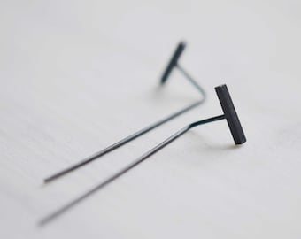 Long silver threader earring, modern jewelry