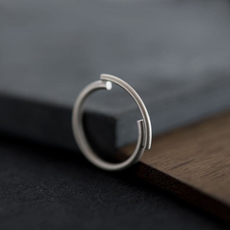 Essential ring, minimalist band silver Brushed matte silver