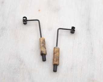 Boucles en Agate Crazy – Bijoux minimalistes faits main à Paris
