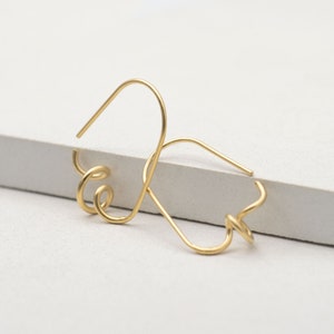 22K Gold Plated Twisted Hoop Earrings: Abstract Boho Style