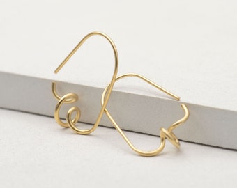 Twisted hoops 22K gold plated, Boho earring