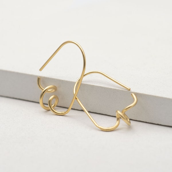 Twisted hoops 22K gold plated, Boho earring