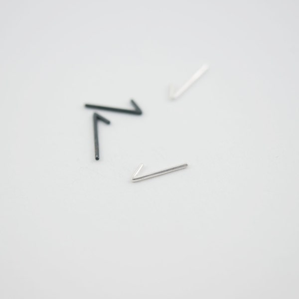 Tiny peak stud geometric silver earrings