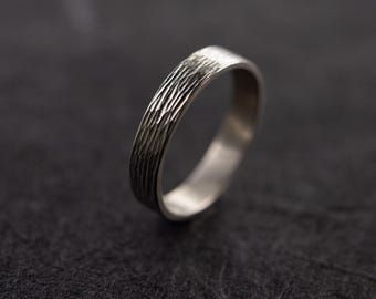 Bague argent texturé 925 à étincelles – Desing minimaliste gravée à la main à Paris