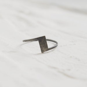 Industrial black ring in silver image 2