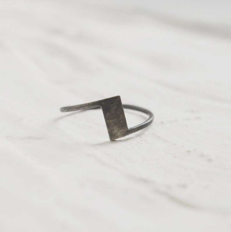 Industrial black ring in silver image 2