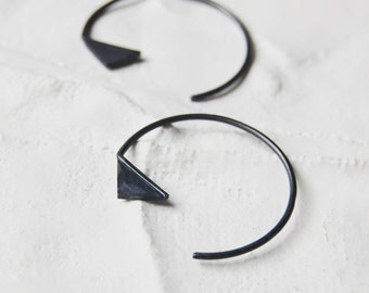 Black silver hoops with small triangle