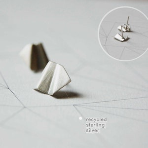 Folder stud earrings in silver image 2