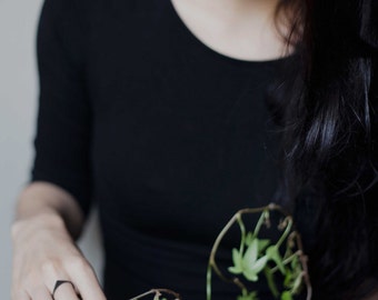 Oxidized silver peak ring, Jewelry for everyday wear