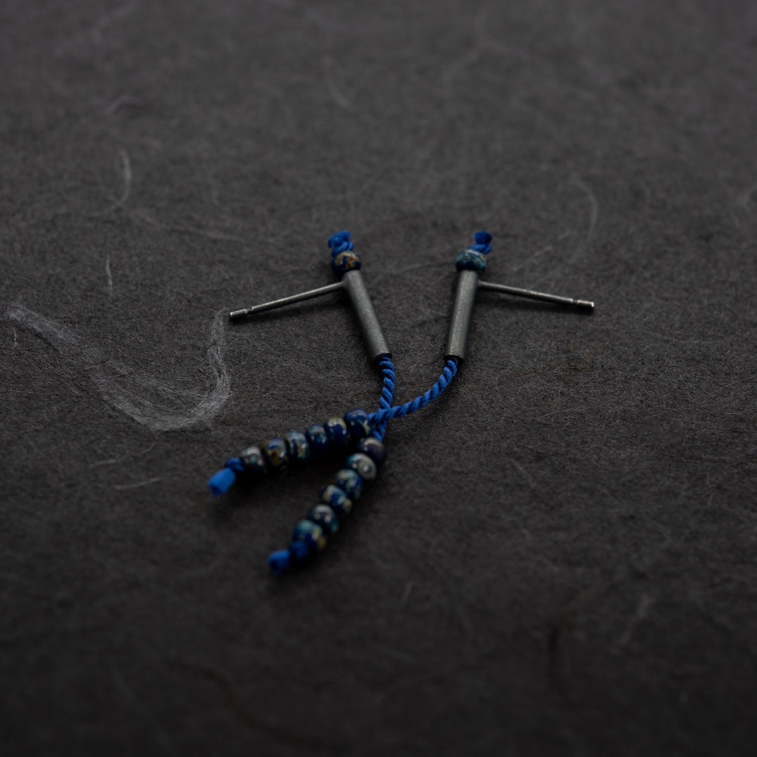 Oxidized Silver Miyuki Beads Earring Picasso Cobalt Blue Etsy