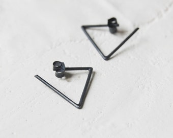 Boucles d'oreilles en argent, creole triangle géométrique fabriqué en France