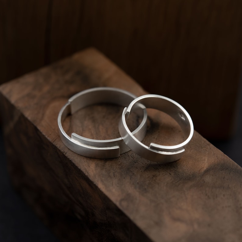 Couple band set, wedding rings, Alliance image 4