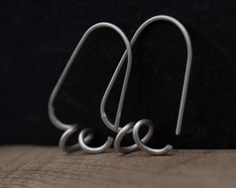 Swirl earrings hoops, silver abstract earrings