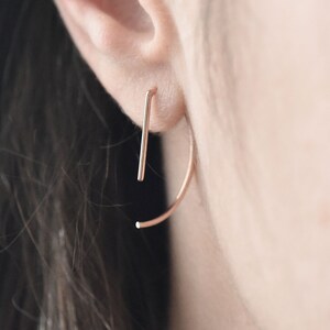 Rose gold open hoop earrings image 4