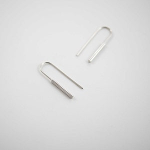 Long silver minimal earrings image 3