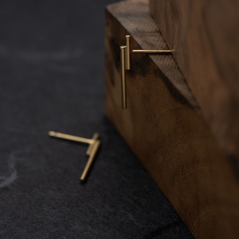 Tube Earrings | Line Earrings | Silver Gold Plated image 4