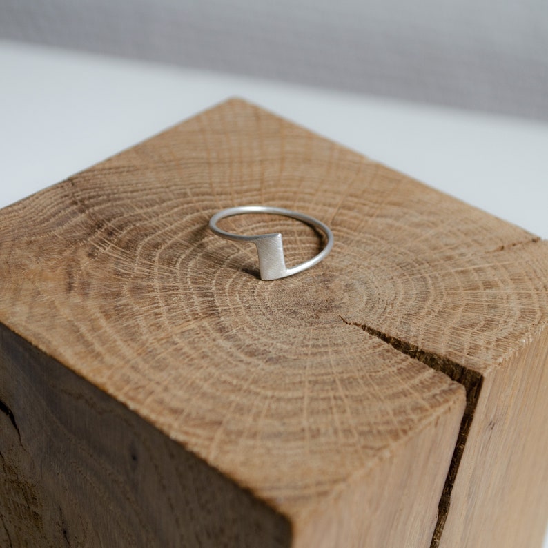 Industrial black ring in silver Brushed silver