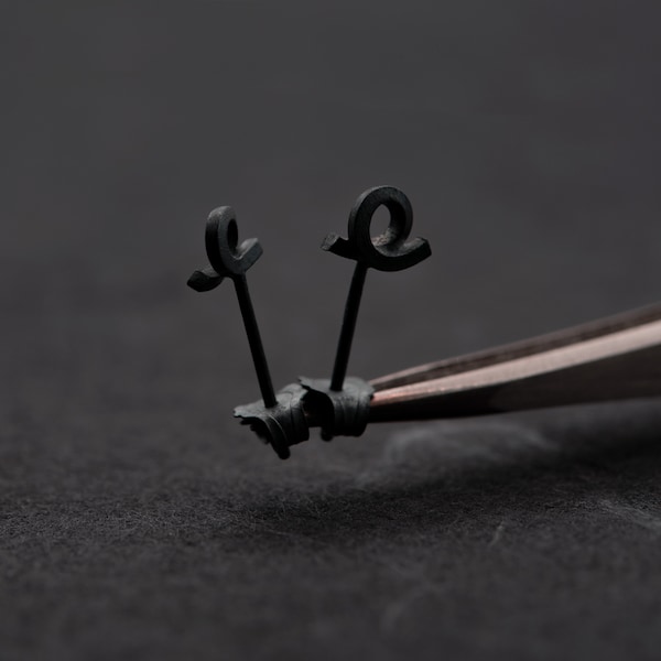 Loop studs in black silver, tiny earrings