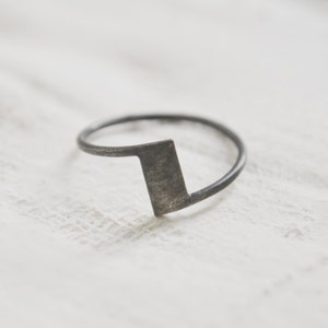 Industrial black ring in silver Oxidized silver