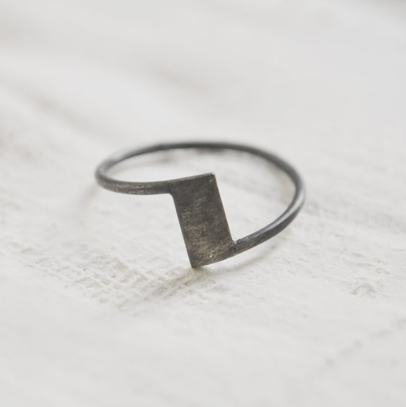 Industrial black ring in silver image 1