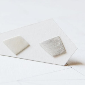 Geometric stud  silver earrings  Polygon silver stud