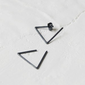 Triangle open hoop earrings silver image 2