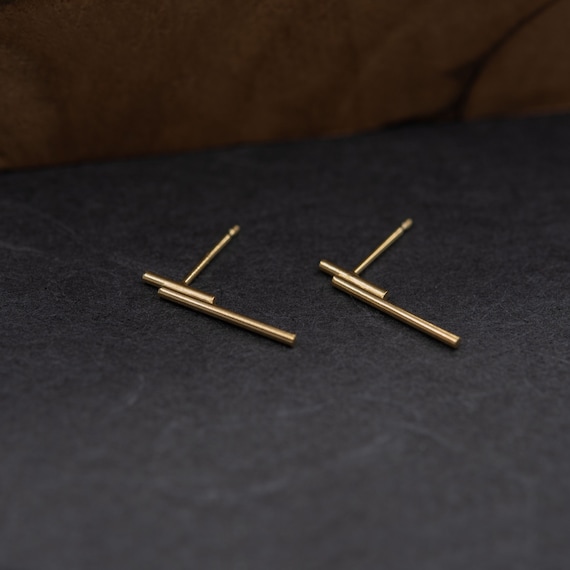Tube Earrings | Line Earrings | Silver Gold Plated