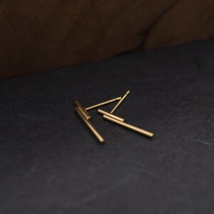Tube Earrings | Line Earrings | Silver Gold Plated image 8