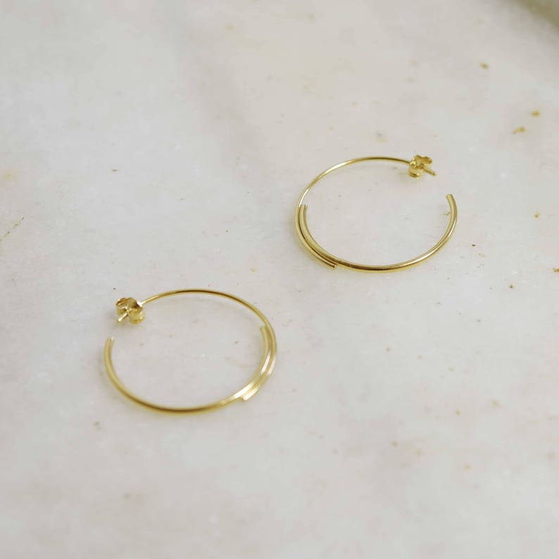 Unique 22k gold plated silver hoop earrings, the perfect gift for her image 3
