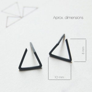 Triangle oxidized silver studs, Geometric earrings image 3
